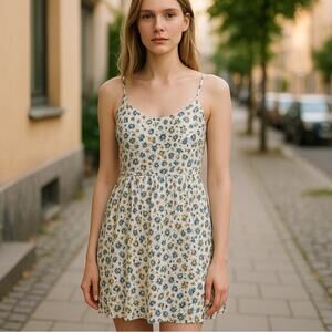 Old Navy White Floral Spaghetti Strap‎ Women Dress Medium Cottagecore Fairy Boho